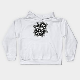 Blackwork flowers Kids Hoodie